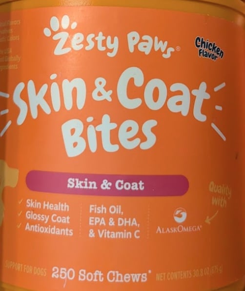 Skin and Coat supplement bottle